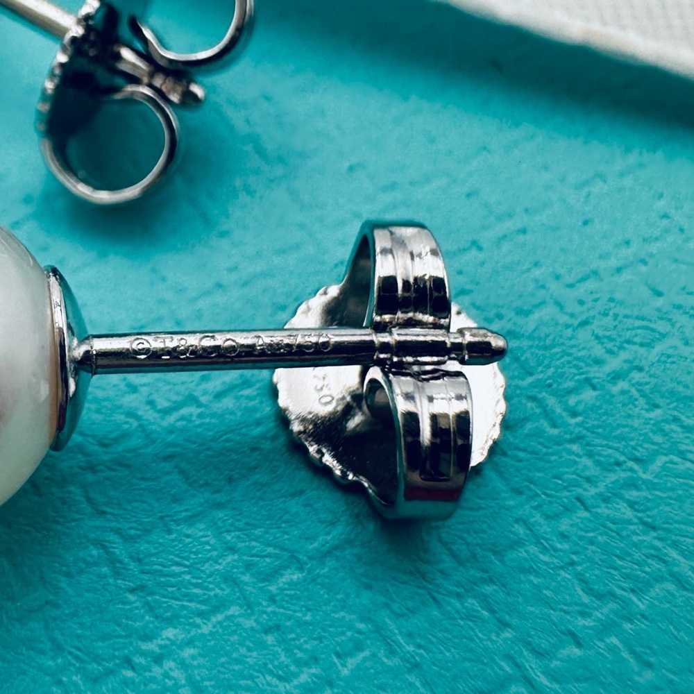 Tiffany & Co. 18K White Gold Akoya Pearls Signature Earrings with Packaging - Picture 6 of 11